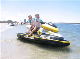 The twins wishing to have a go on the Jet Ski