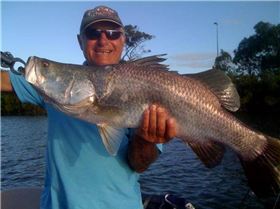 Jimmys 1st Barra 82cm