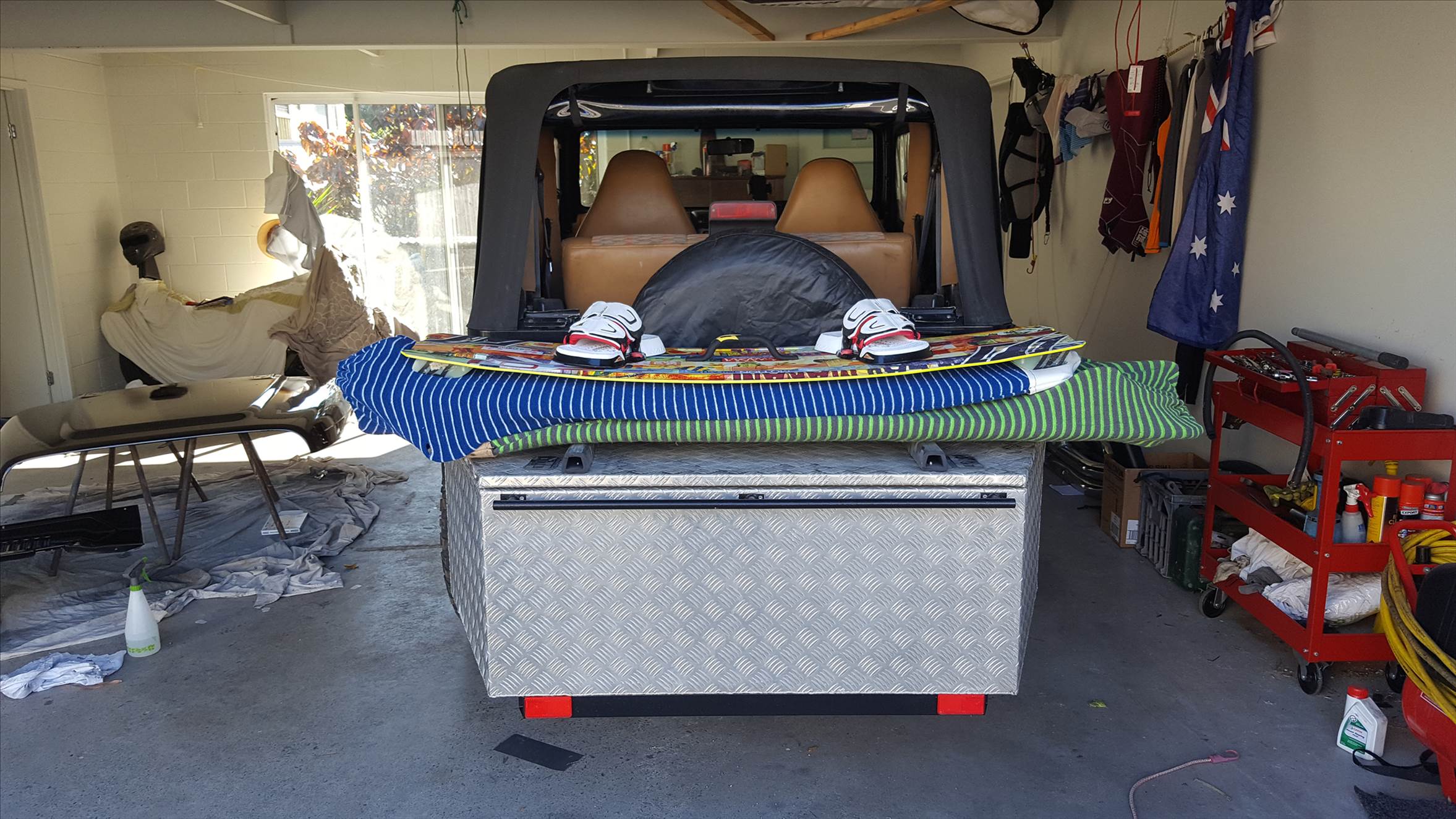 Jeep with a tool box off the back. Miss my van though