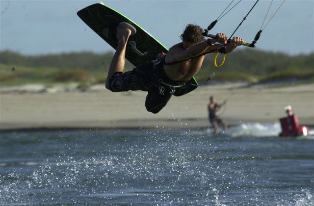 luke.k at the rivermouth caloundra with a Crazy Fly kite board