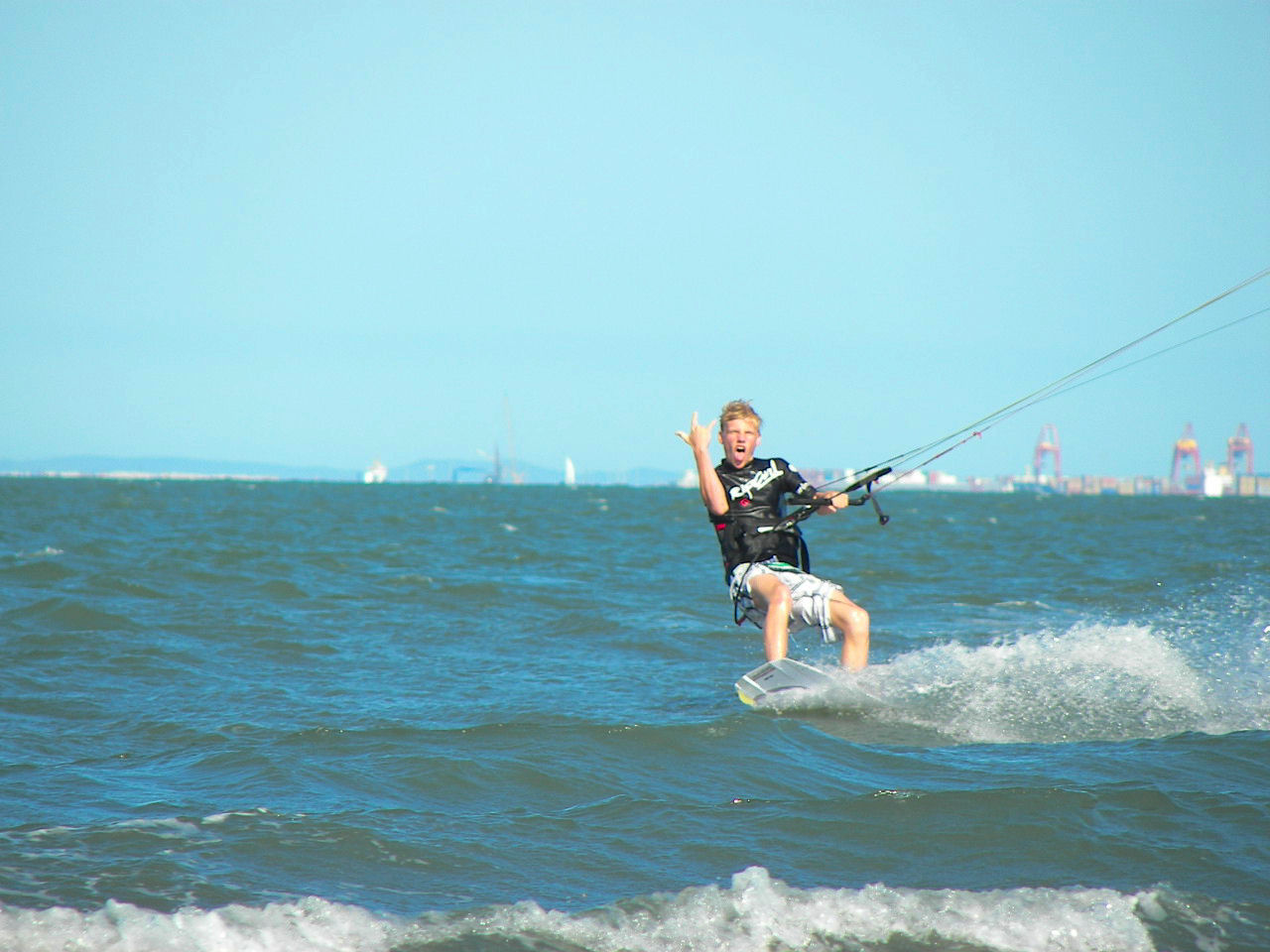 having fun and learnin to kite at brighton QLD