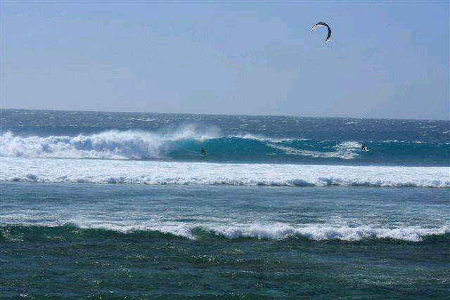 Kitesurfing the waves...