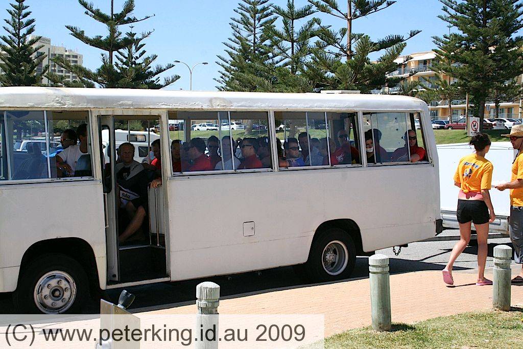 WAKSA redkite first bus load leaving Scarb