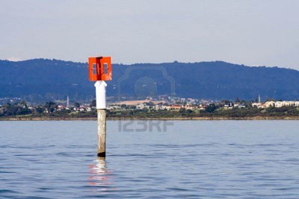 9197676-a-red-port-hand-marker-pole