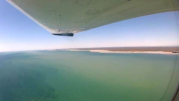 Looking back towards Denham from offshore of Eagle Bluff