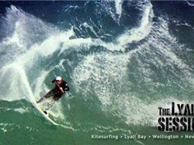 Kitesurfing at Lyall Bay in New Zealand