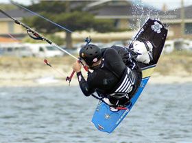 Kitesurfing the sandbar at Safety Bay