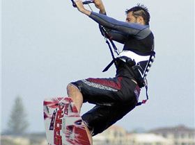 Kitesurfing the sandbar at Safety Bay