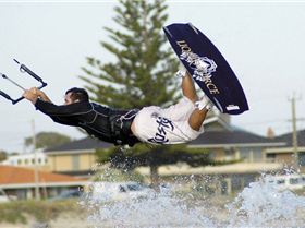 Kitesurfing the sandbar at Safety Bay