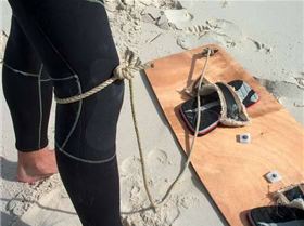 How NOT to wear a board leash.....