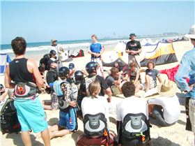 Kiters from all over the world get last minute instructions for the Great Downwinder