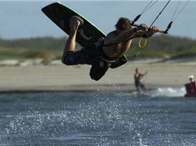 luke.k at the rivermouth caloundra with a Crazy Fly kite board