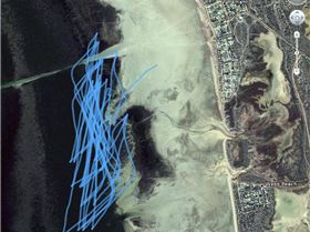 Speed Kiting GPS Tracks 25/4/09.  45.58knts max speed