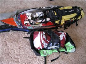 checked & cabin luggage packaged for flight