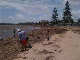 Sandgate Beach Clean up after flood