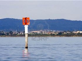9197676-a-red-port-hand-marker-pole