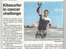 Kitesufer in cancer challenge