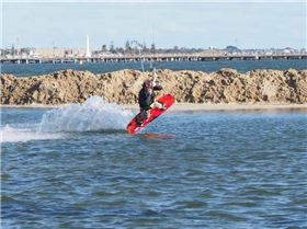 Enjoying the flat behind sand bar.