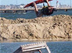 Enjoying the flat behind sand bar.