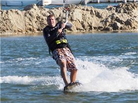 Enjoying the flat behind sand bar.