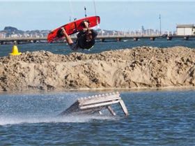 Enjoying the flat behind sand bar.