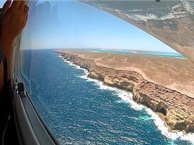 Zytdorp Cliffs with Steep Pt at the end and Dirk Hartog Is beyond
