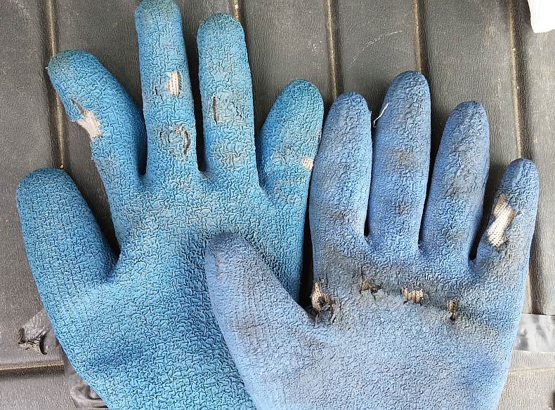 Worn gloves
