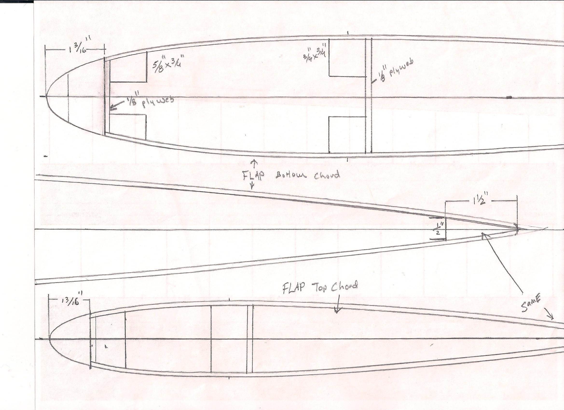 ST 49 tapered flap for 16' high wing  Section Chords 001