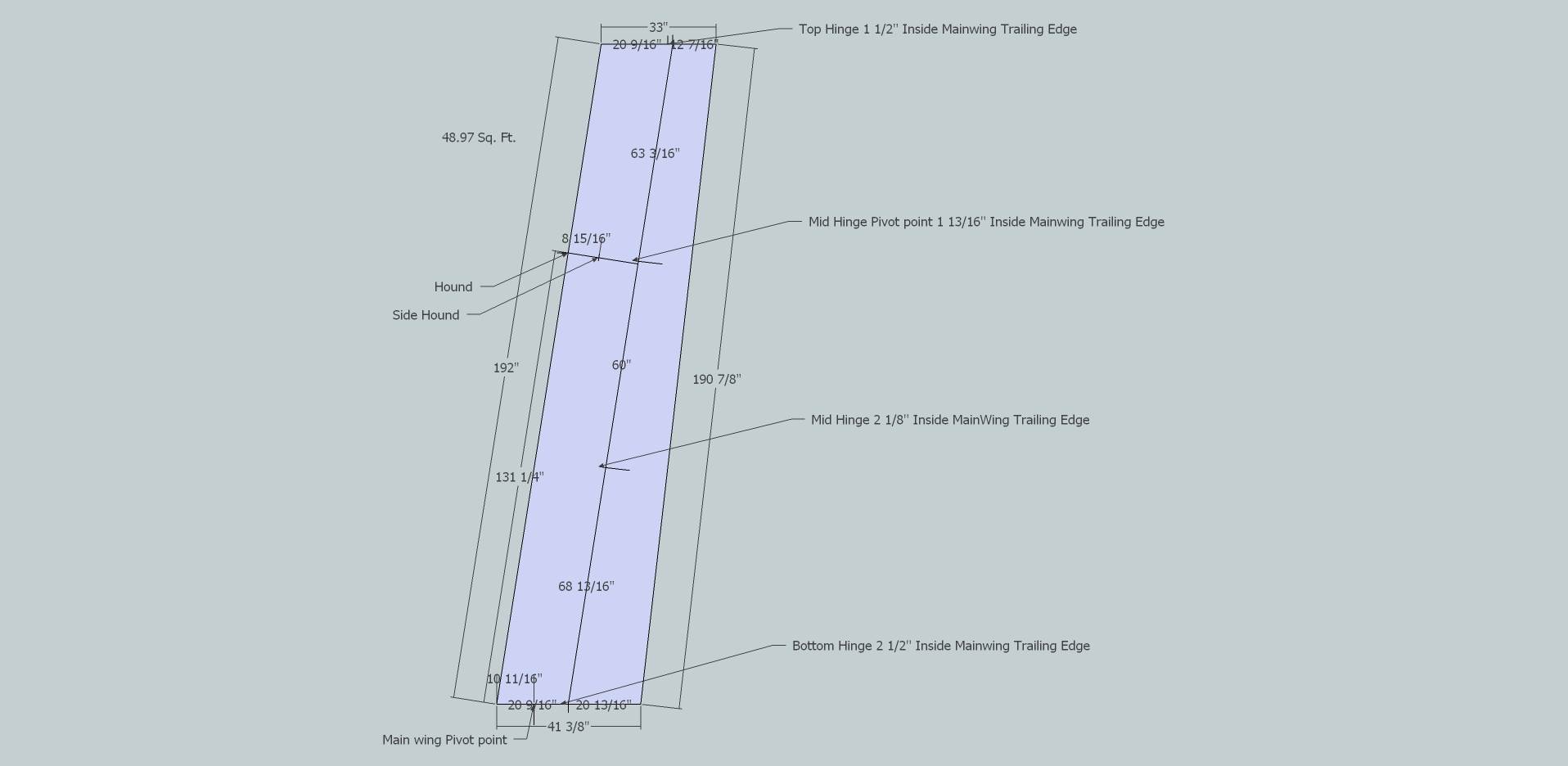 - 16' ST 49 Wing Tapered Flap Hound And Pivot Points