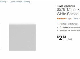 HOME DEPOT PVC  Screen Molding