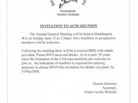 Sandgropers AGM/30 year Reunion