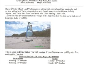 Adealaide Land yacht News Letter