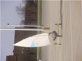 Daughter sailing with 45sq. ft. Snark sail