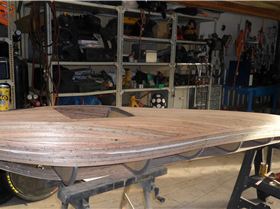 top of class3 hull. sanding and fairing