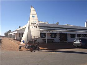 Max's landyacht outside Birdsville Pub