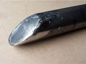 front of keel with plate welded over front at 30'