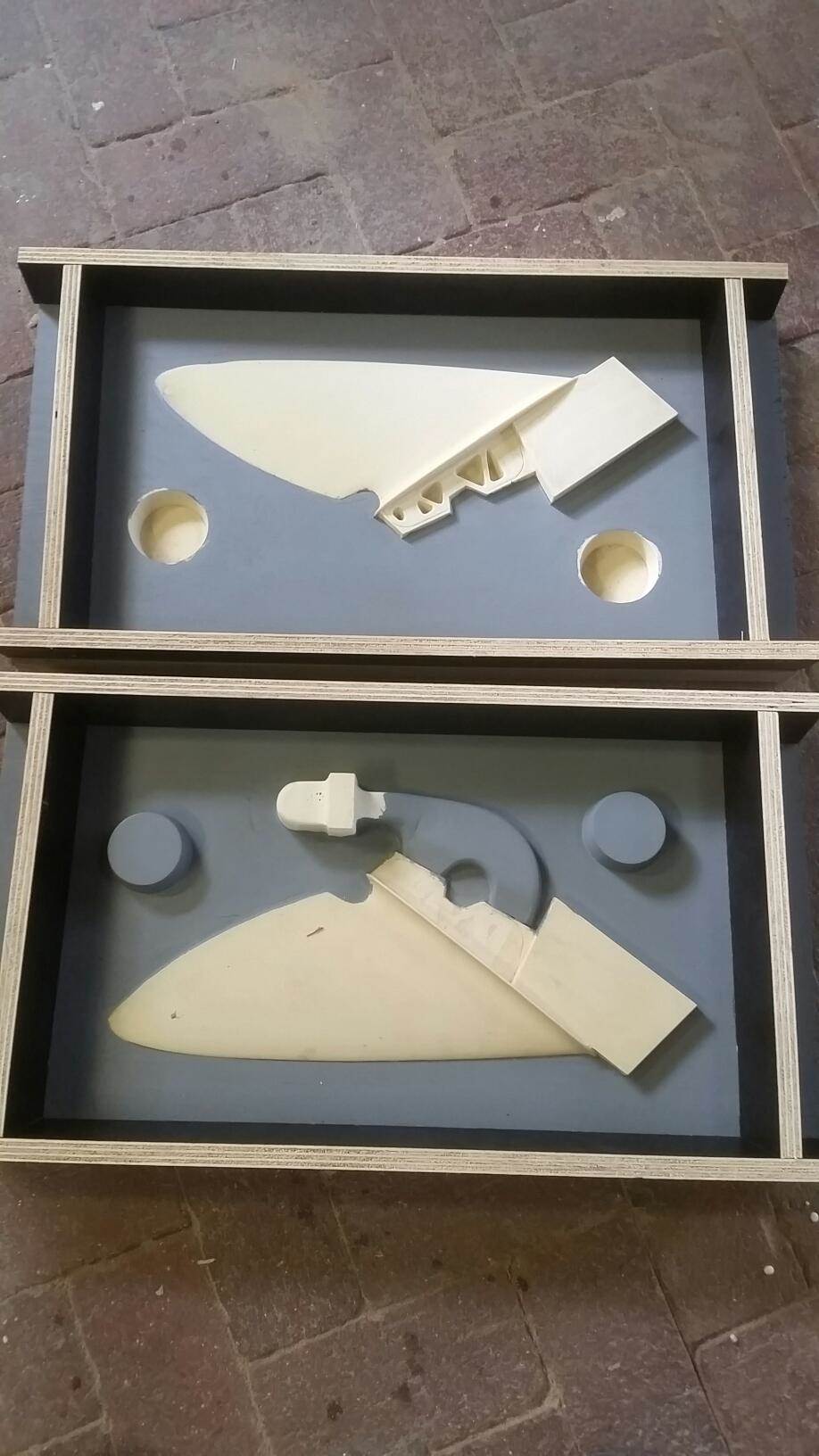 Fin pattern in sand box/ Core box set up.