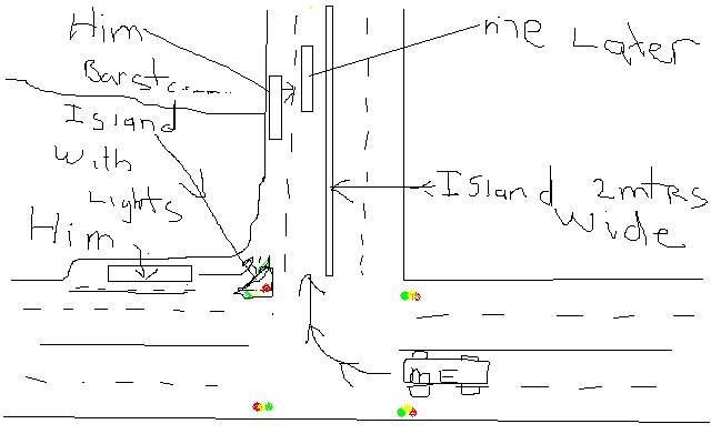 very rough drawing of incident