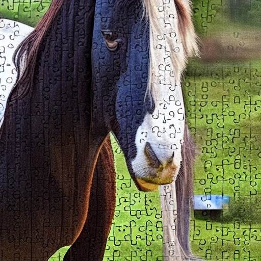 3314756246-jigsaw puzzle, featuring a photo of a obnoxious looking, but otherwise kind-hearted shire