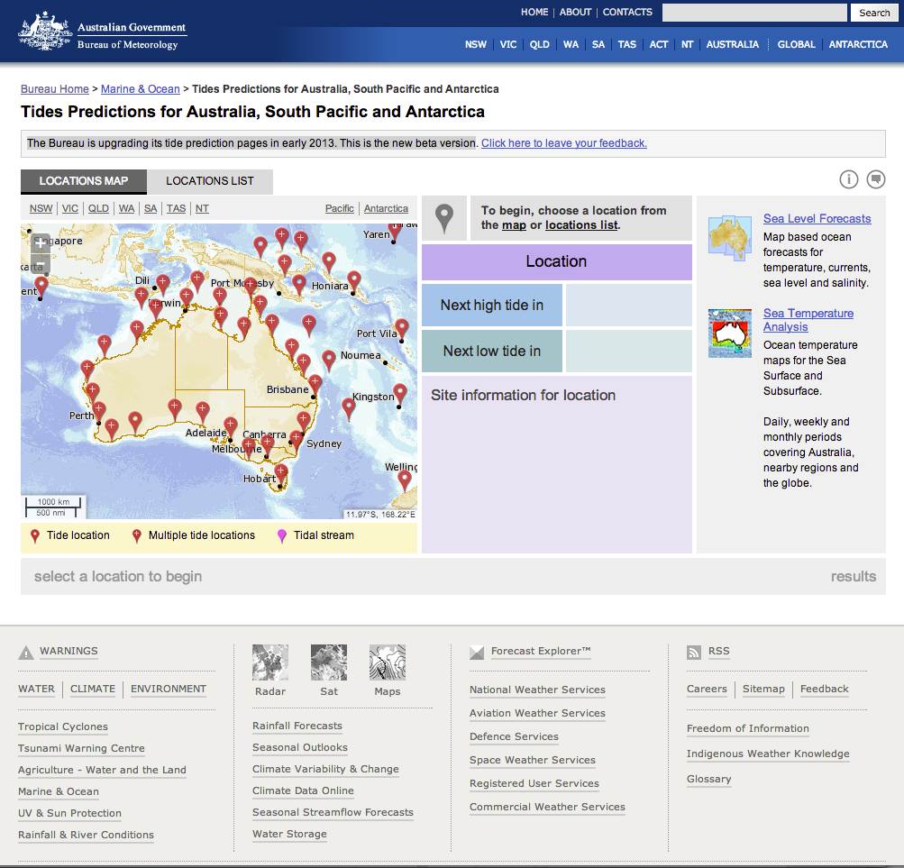New BOM beta Tidal page