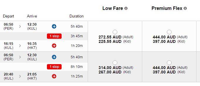 Flight costs difference