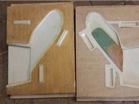 Fin pattern in sand box/ Core box set up.