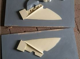 Fin pattern in sand box/ Core box set up.