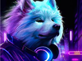 DALL?E 2022-12-15 12.51.45 - samoyed dog cyberpunk, digital art