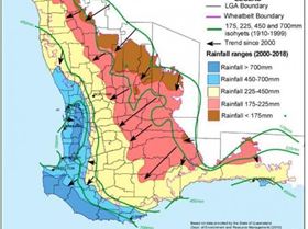 Western Australia rainfall zones May-October 1910-1999 cf 2000-2018