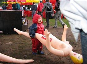 kid with blow up doll