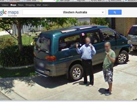 Elmo and Pepe on Google Street View