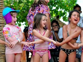 Kids enjoying the Conga line