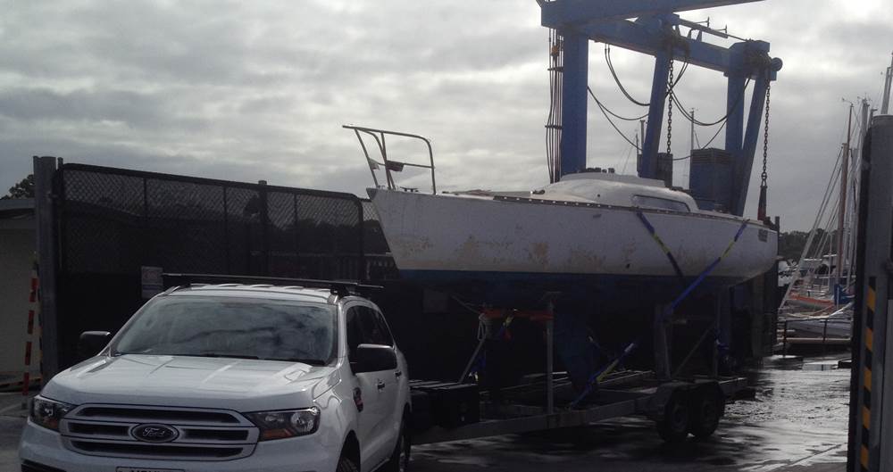 Farr 727 on road trailer