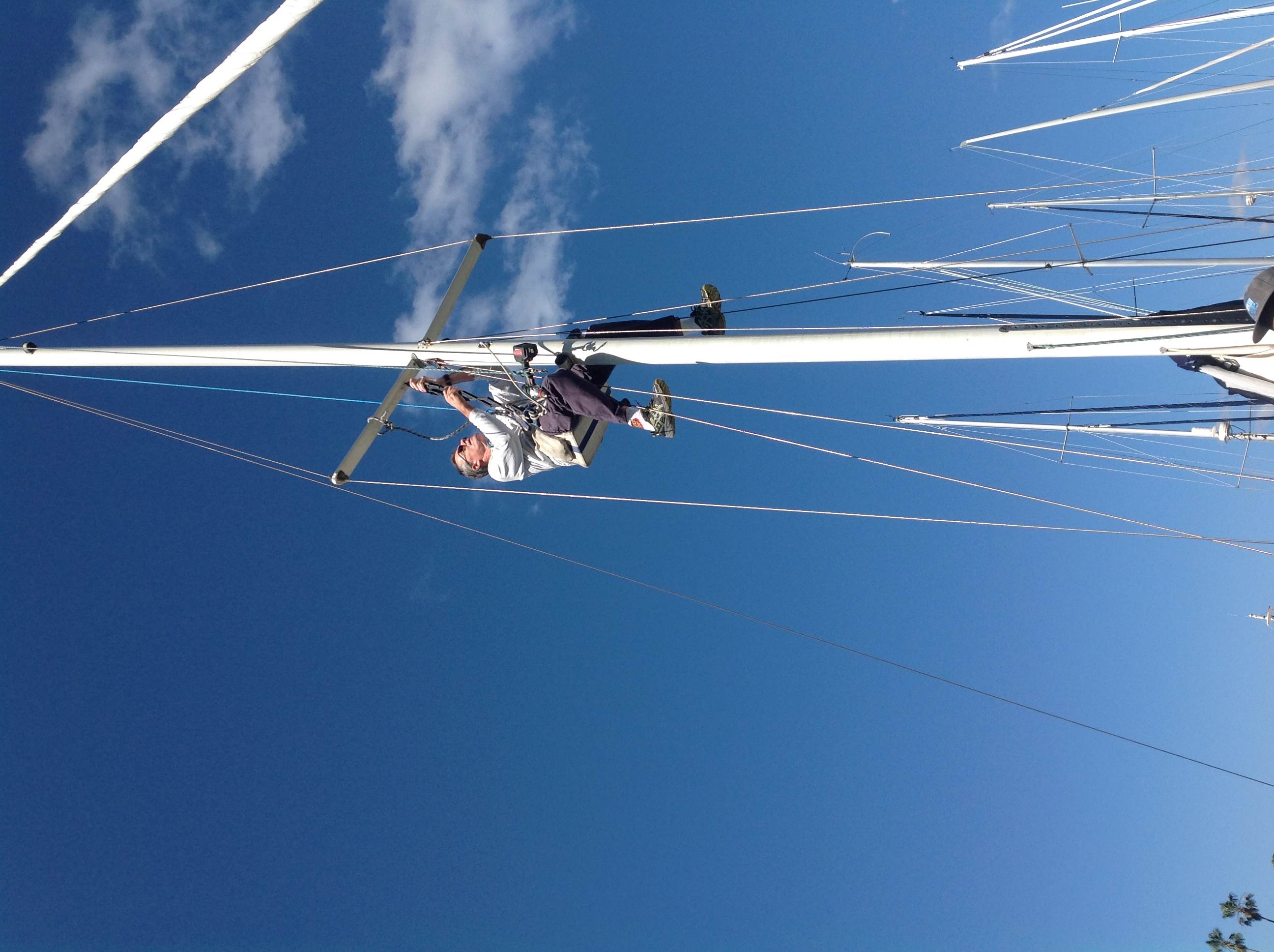 Phil; the Rigger, up the mast